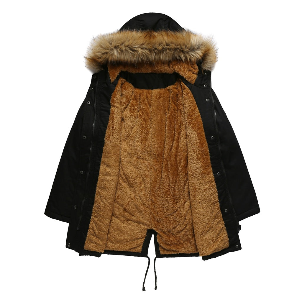 Women's Plus-Size Fleece-Lined Hooded Winter Coat