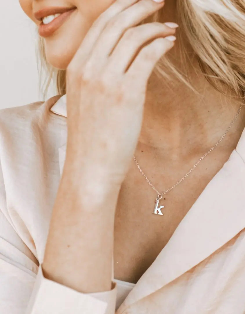 Tiny Typewriter Initial Necklace