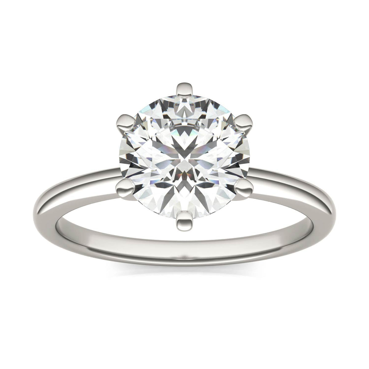 2 CTW Round Lab Grown Diamond Six Prong Solitaire Engagement Ring - G-VS Clarity, AGI Certified, 14K White Gold