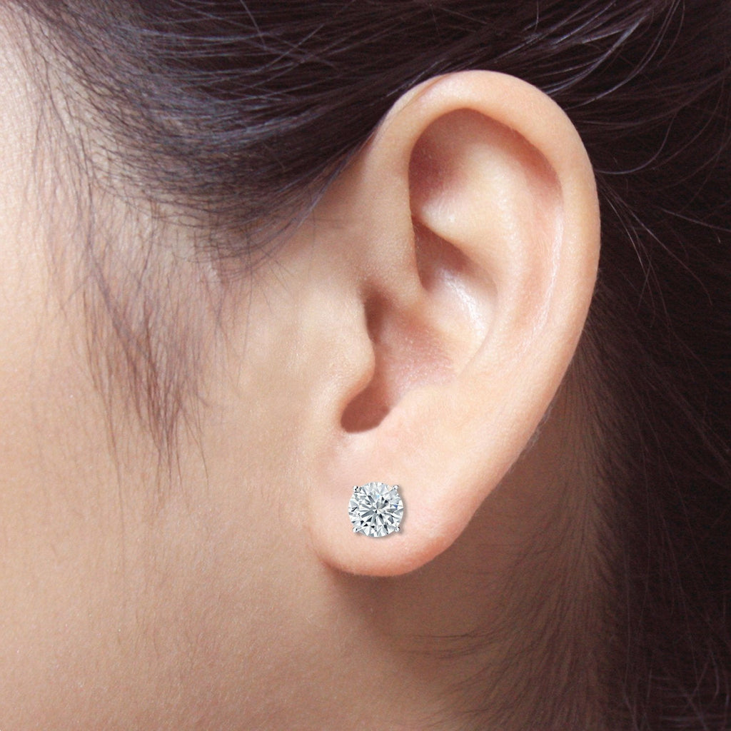 3.00 CTW Lab Grown Diamond Stud Earrings | 14k Gold | G-VS Round Cut | AGI Certified