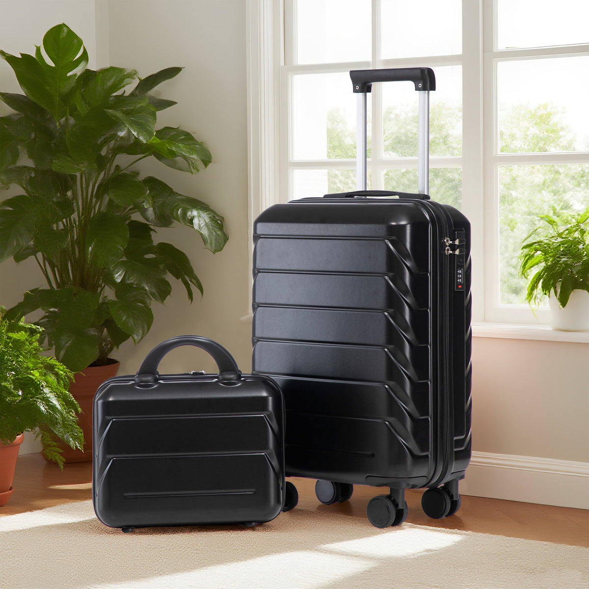 14'/20' 2-Piece ABS Spinner Wheel Luggage Set with Combination Lock