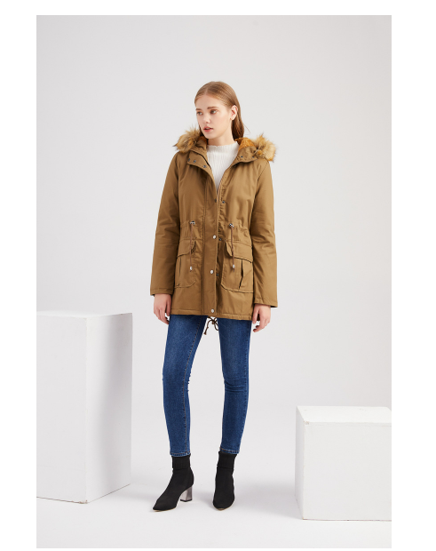 Women's Plus-Size Fleece-Lined Hooded Winter Coat