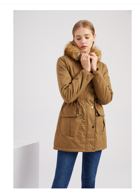 Women's Plus-Size Fleece-Lined Hooded Winter Coat