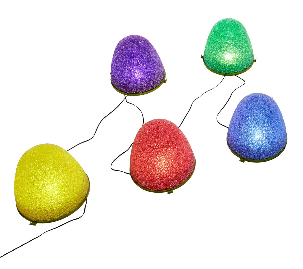 Set of 5 - 8" Tall Sugar Coated LED Gumdrop Christmas Pathway Lights - A/C Powered