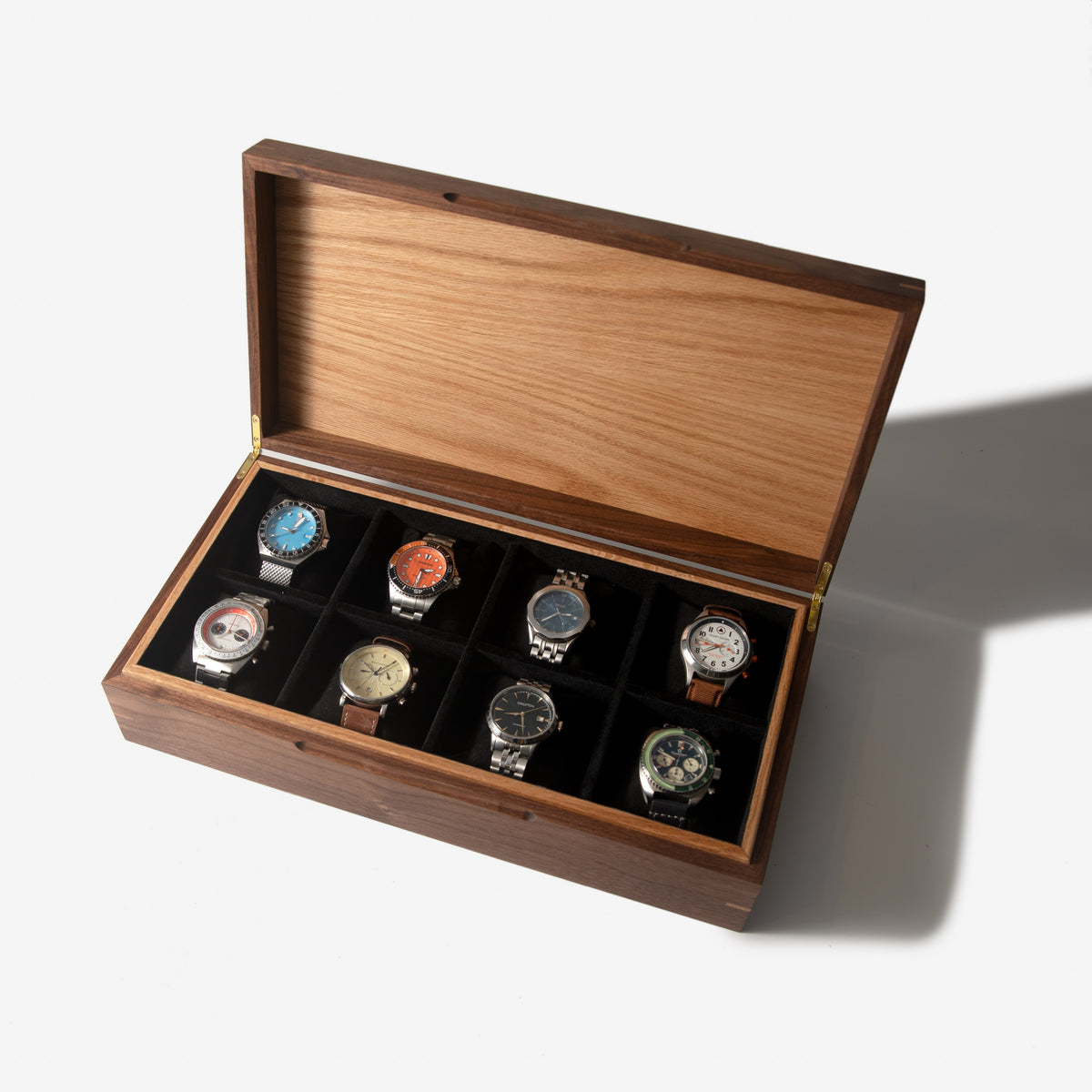 Watch Box - Black Walnut and Oak - 8 Compartments