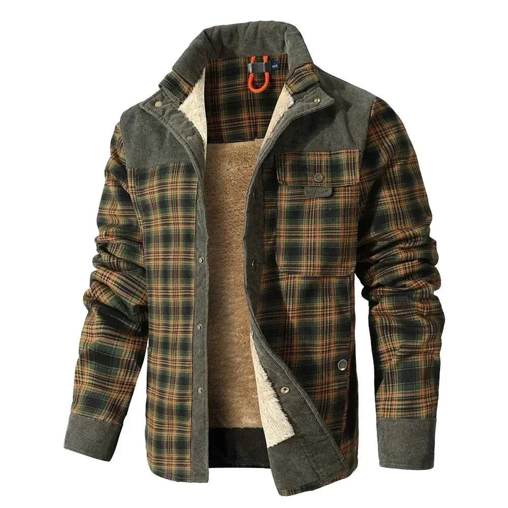 Men's Jackets Winter Windproof Warm Casual Bomber Coat Plaid Sherpa Lined Flannel Outdoor Classic Jacket Men US Size