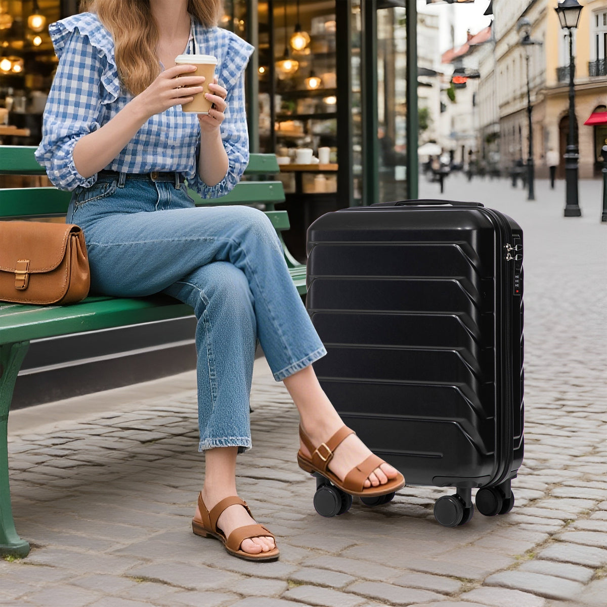 14'/20' 2-Piece ABS Spinner Wheel Luggage Set with Combination Lock