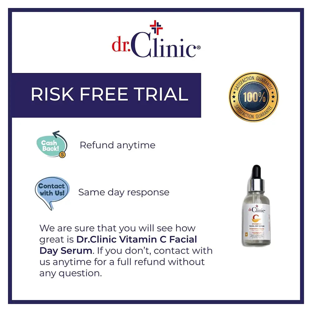 Dr.Clinic Vitamin C Facial Day Serum with Hyaluronic Acid | Moisturizer and Pore Cleanser | 1.01 fl.Oz.