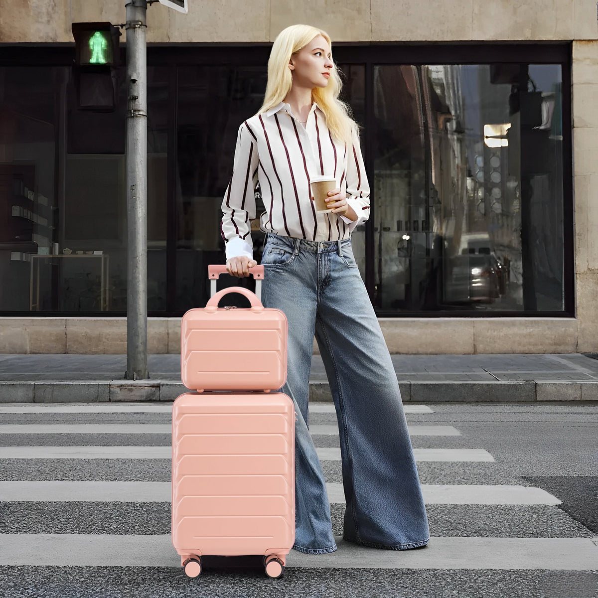 2-Piece ABS Spinner Wheel Luggage Set with Combination Lock