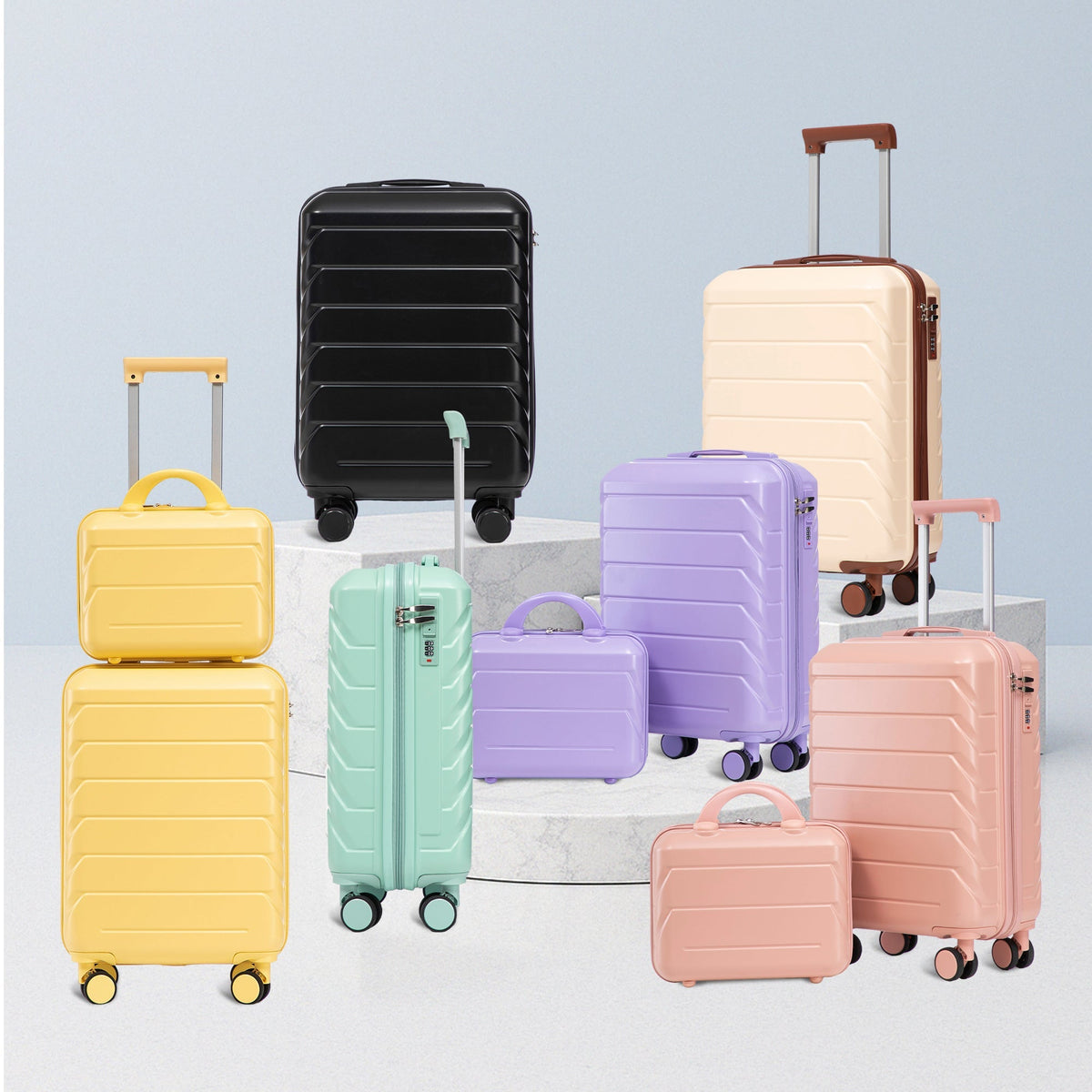 14'/20' 2-Piece ABS Spinner Wheel Luggage Set with Combination Lock