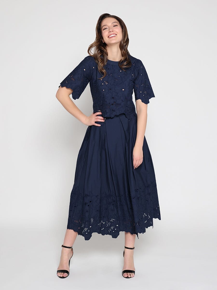 Gracia Fashion Women's Floral Lace Embroidered Hem A-Line Maxi Skirt