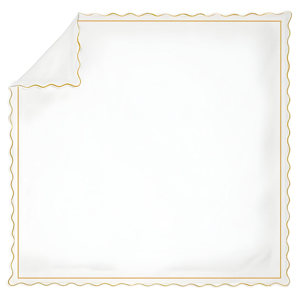 400TC Cotton Scallop Embroidery & Border Sateen Solid Duvet Cover Set