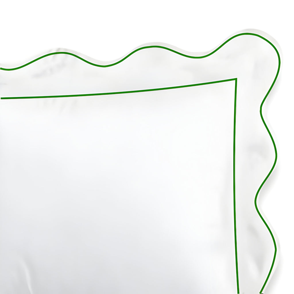 400TC Cotton Scallop Embroidery & Border Sateen Solid Duvet Cover Set