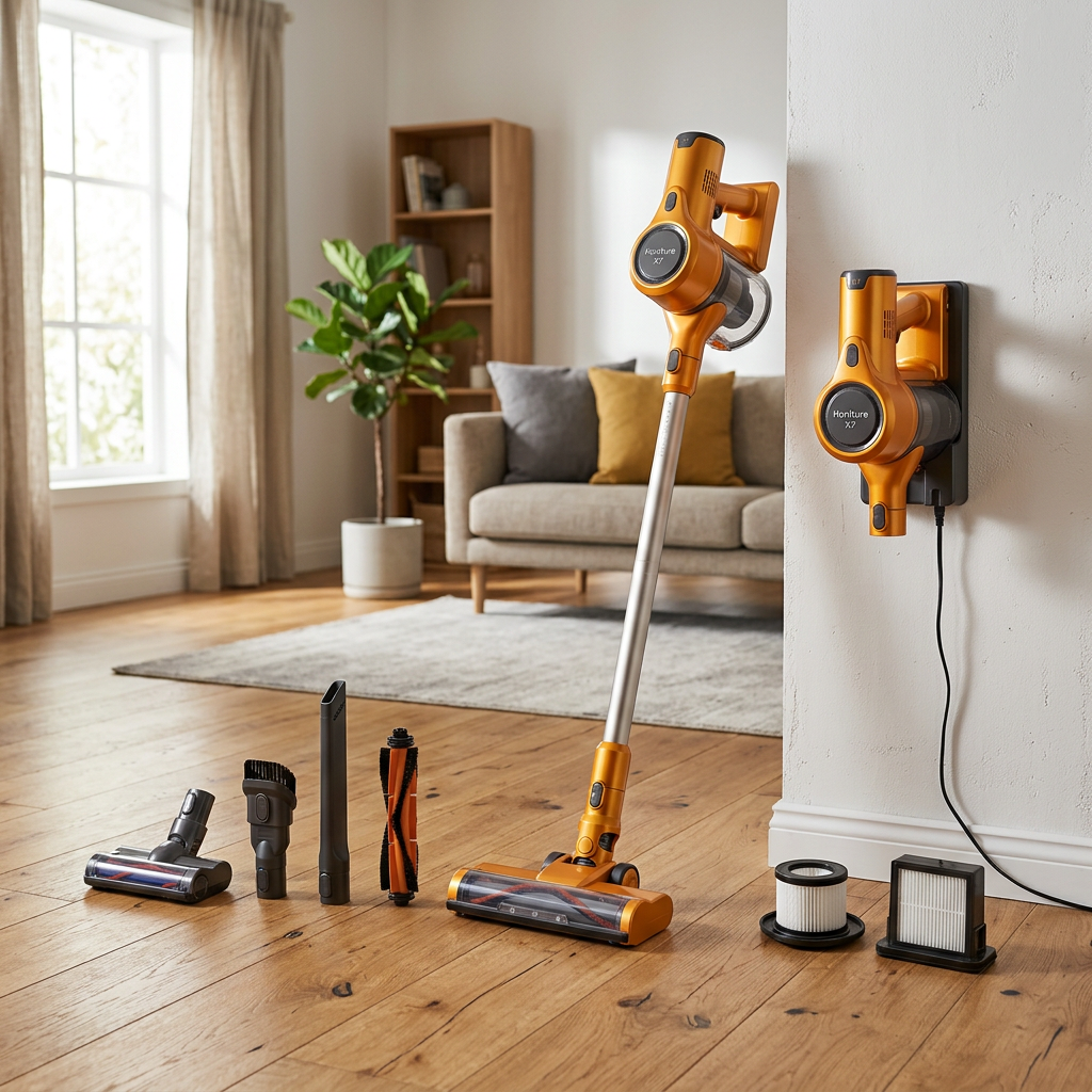 Honiture X7 Cordless Vacuum - bundle with accessories indoor