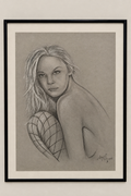 Retouched framed drawing